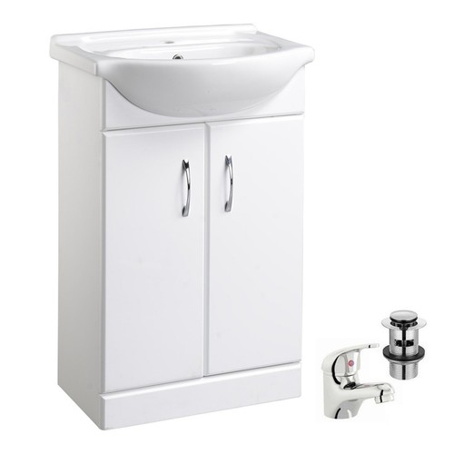 White 550mm two - door, bathroom