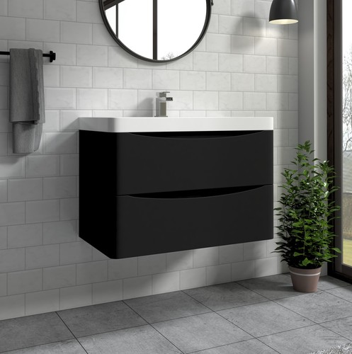 800mm wall hung matt black - 800mm,